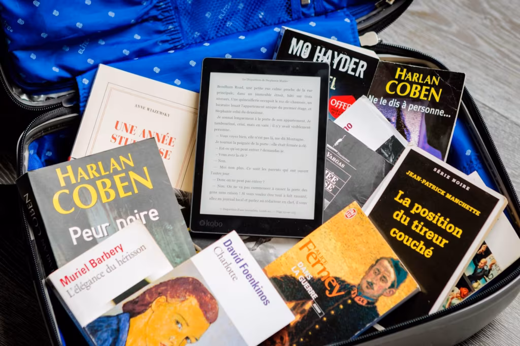 Pile of books in a suitcase