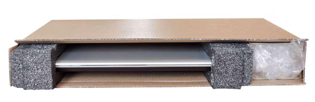 A flat television carton with foam edge protection