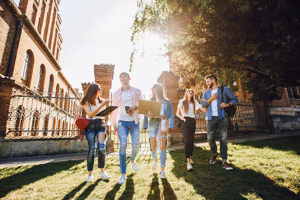 Students on the college campus