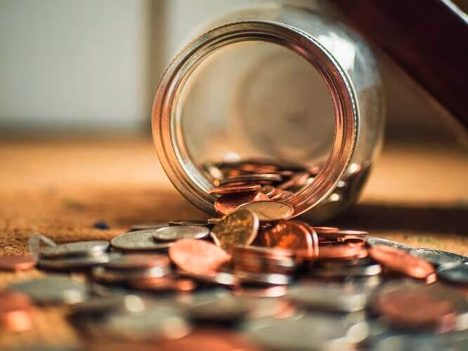 A jar with coins