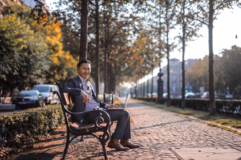 A man sitting on a bench