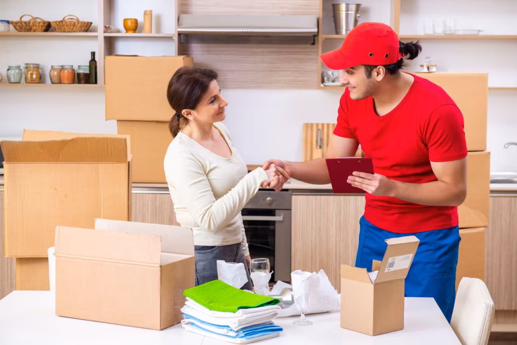 Woman and movers successfully moving cross-country