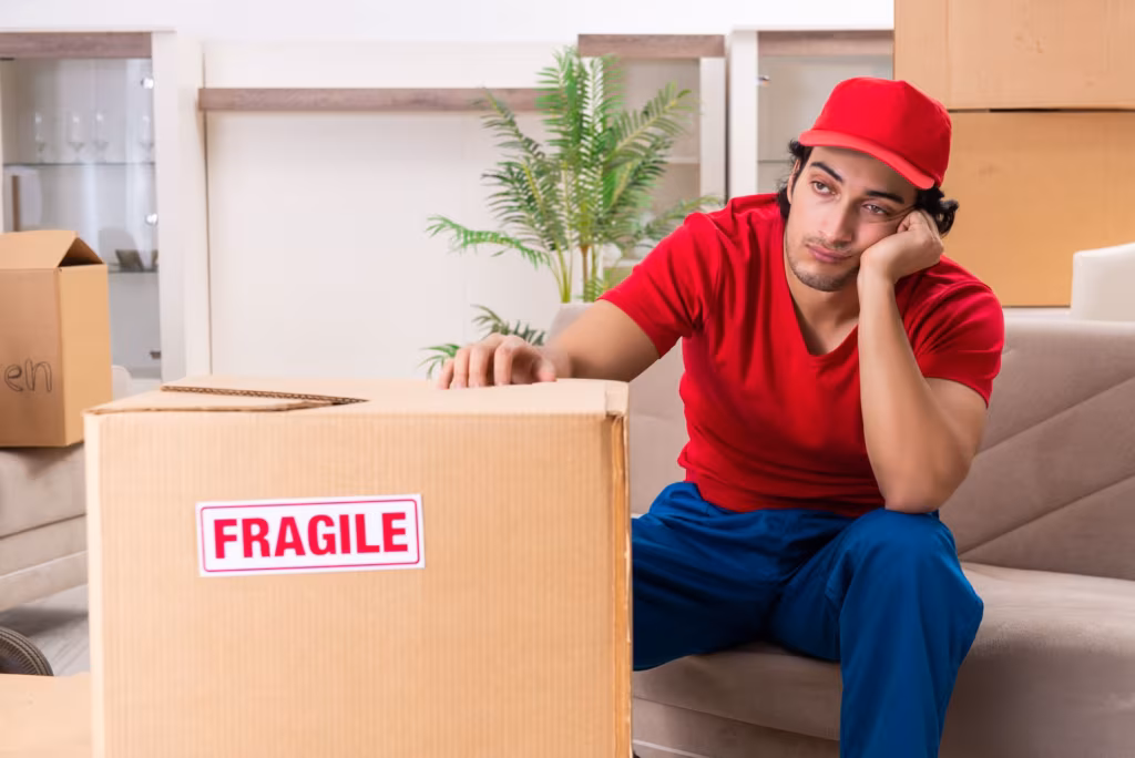 Lazy mover sitting during cross-country moving