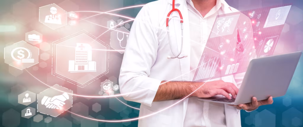 Doctor showing different options for insurance during cross country moving