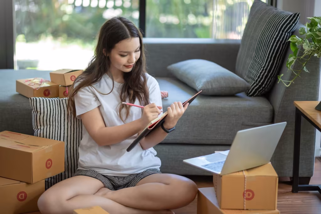 girl creating a checklist