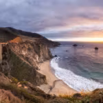 The Bixby Bridge on the Big Sur coast at sunset