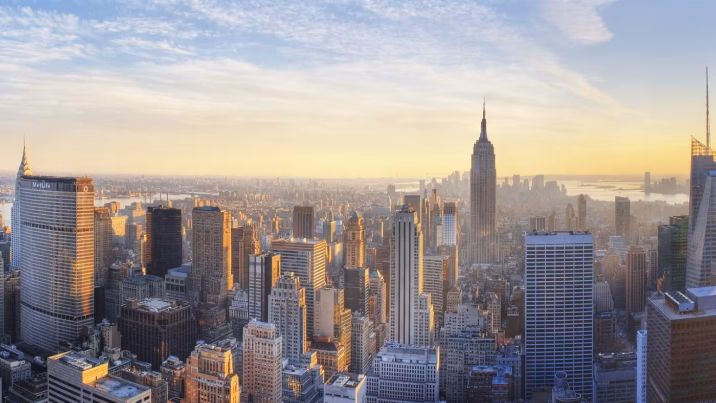 Midtown Manhattan from above at sunrise